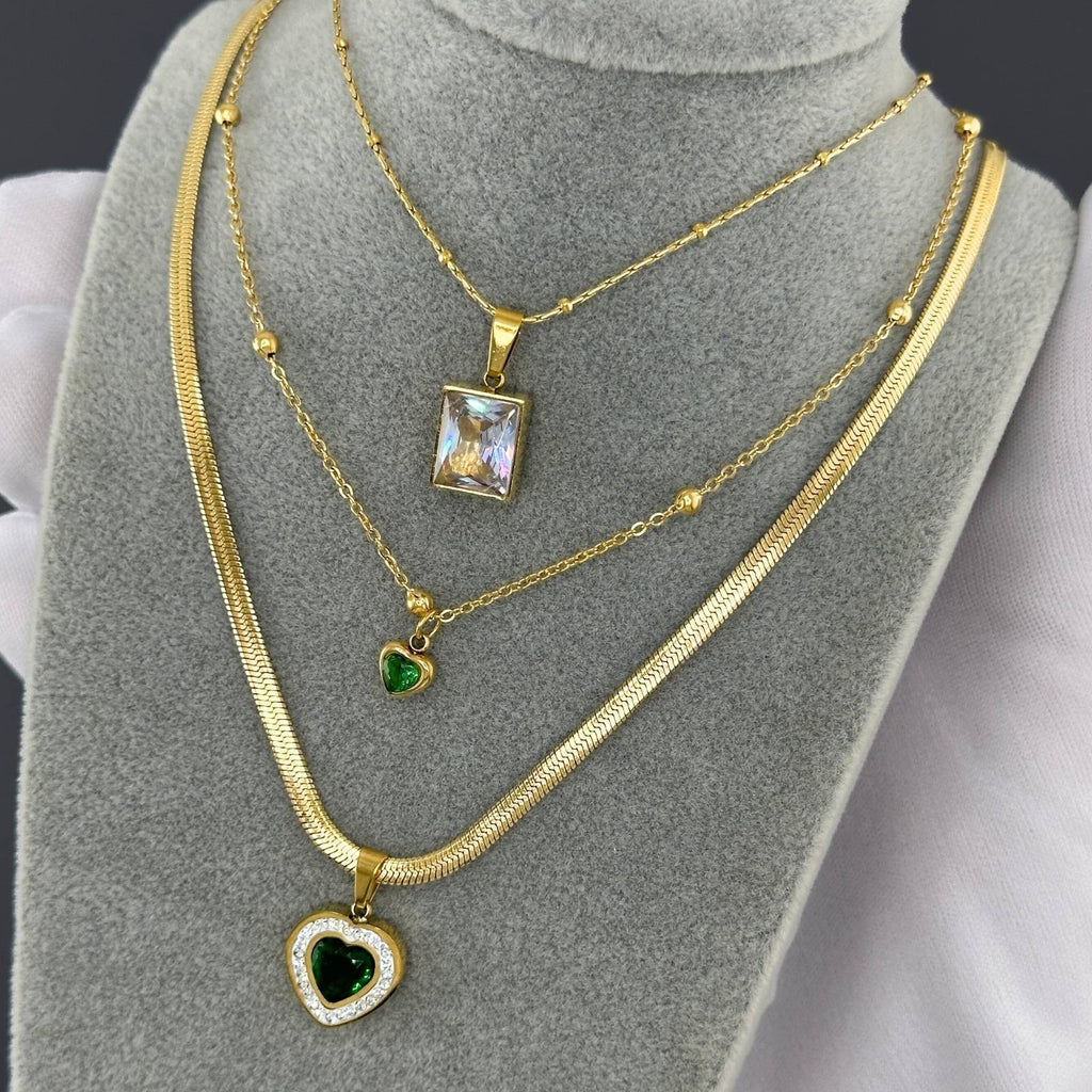 "Hearts" Necklace, 18K Gold Plated Steel 90328-0