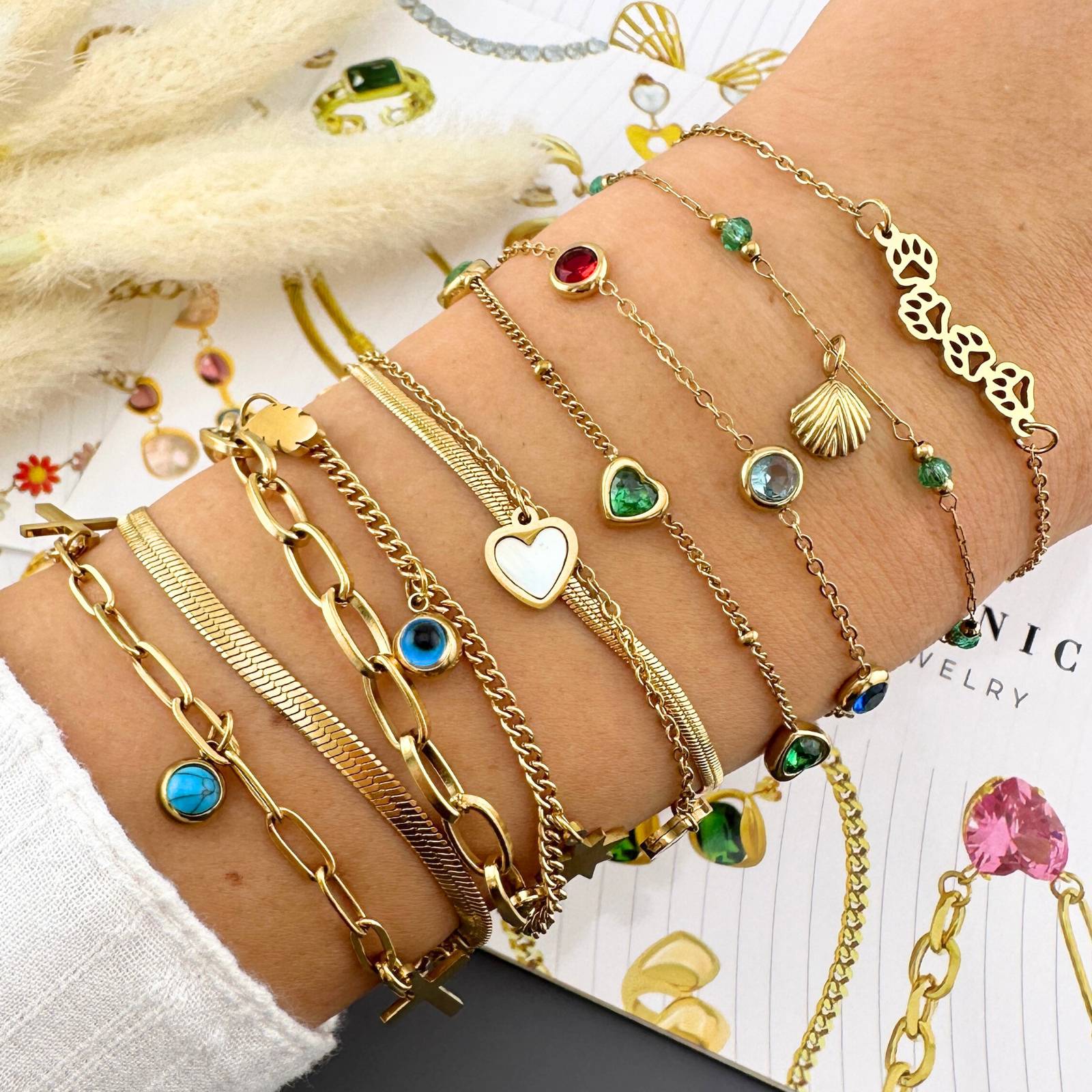 Hearts Bracelet, 18K Gold Plated Steel 90346-0
