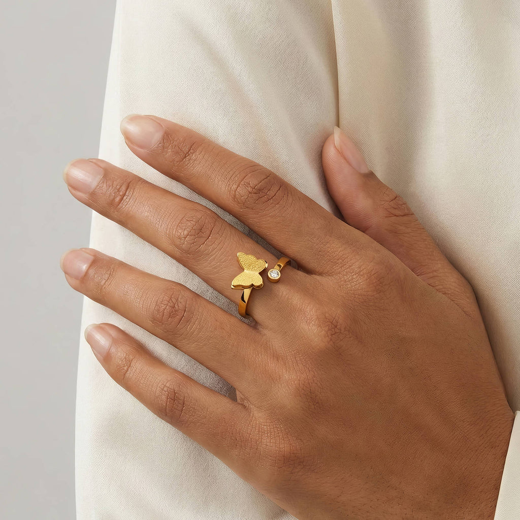 "Butterfly" Ring, 18K Gold Plated Steel 87829-0