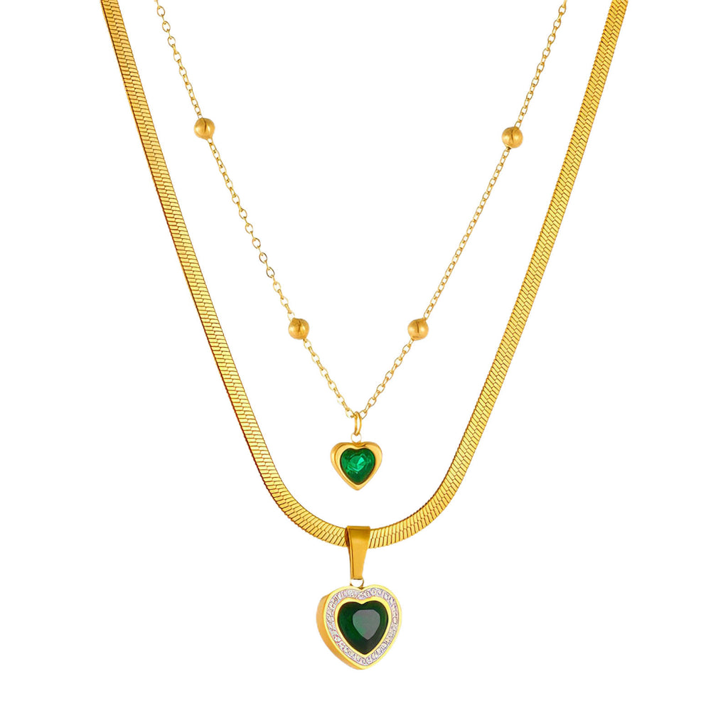 "Hearts" Necklace, 18K Gold Plated Steel 90328-0