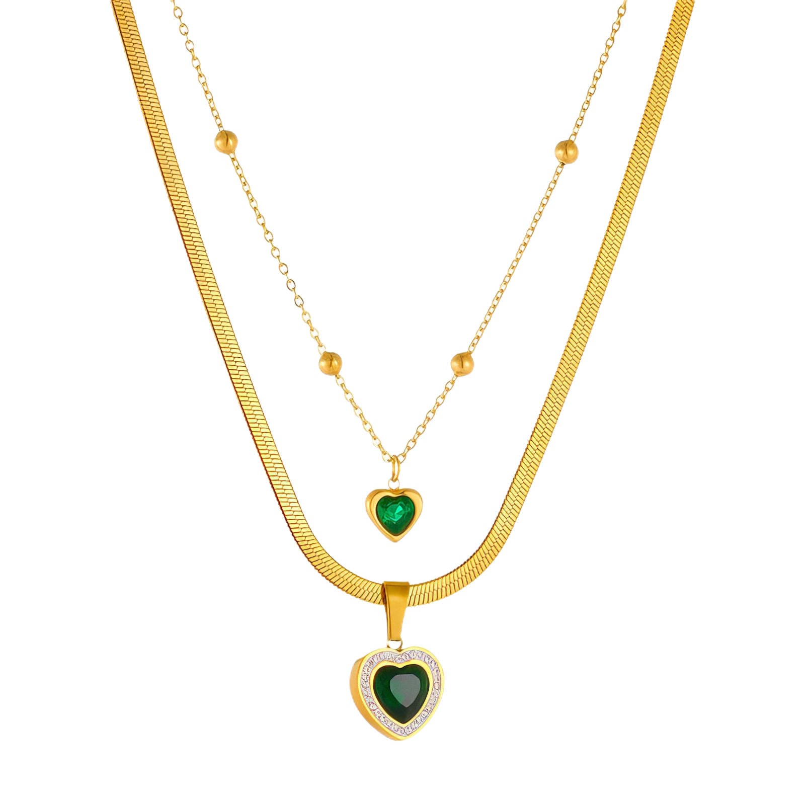 "Hearts" Necklace, 18K Gold Plated Steel 90328-0