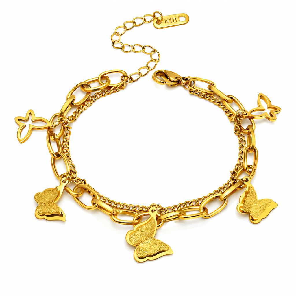 "Butterflies" Bracelet, 18K Gold Plated Steel 87295-0