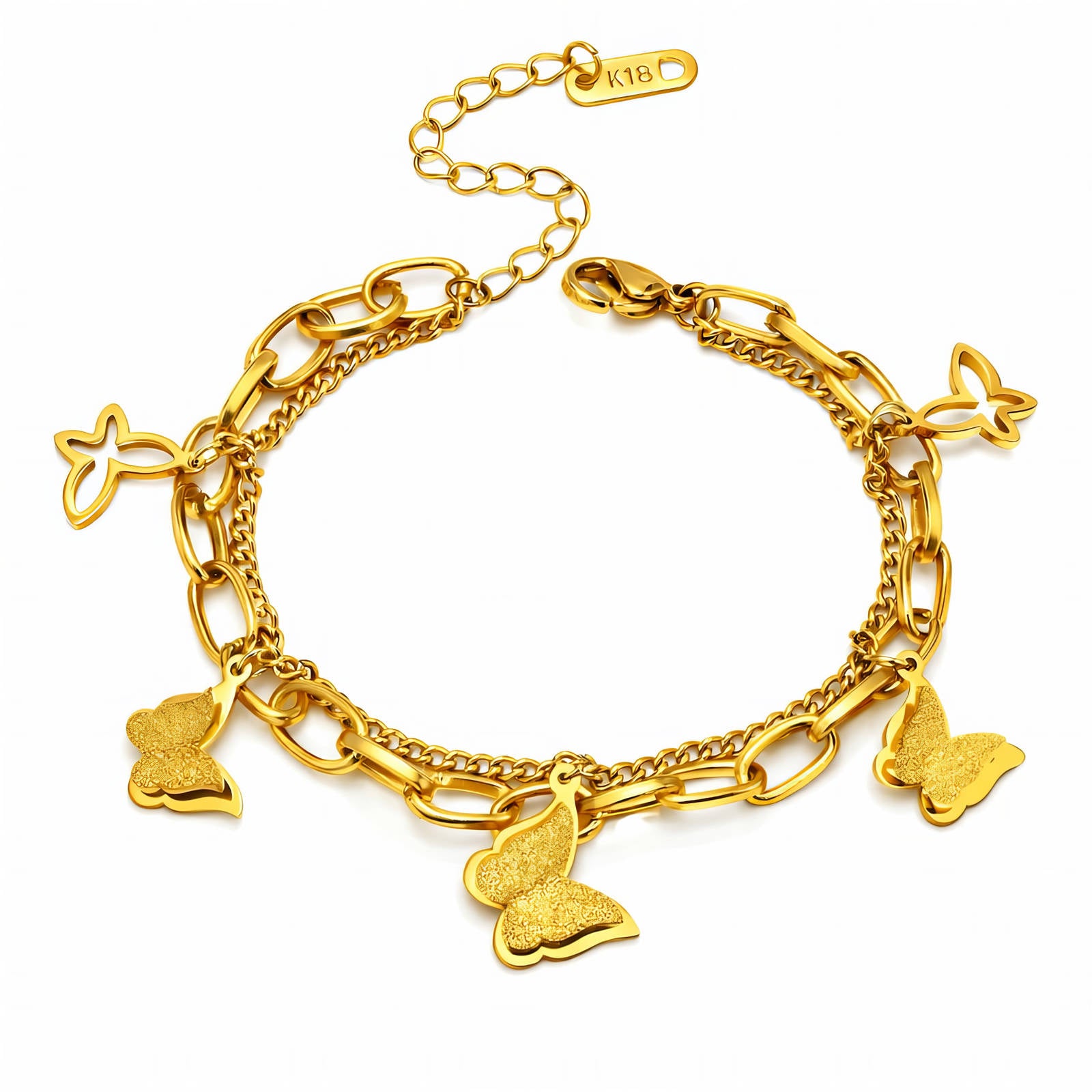 "Butterflies" Bracelet, 18K Gold Plated Steel 87295-0
