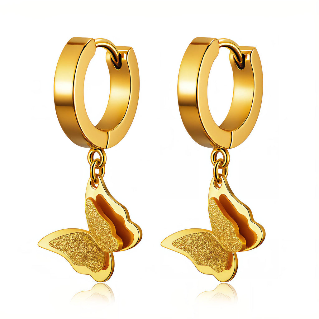 "Butterflies" Earrings, 18K Gold Plated Steel 87959-0