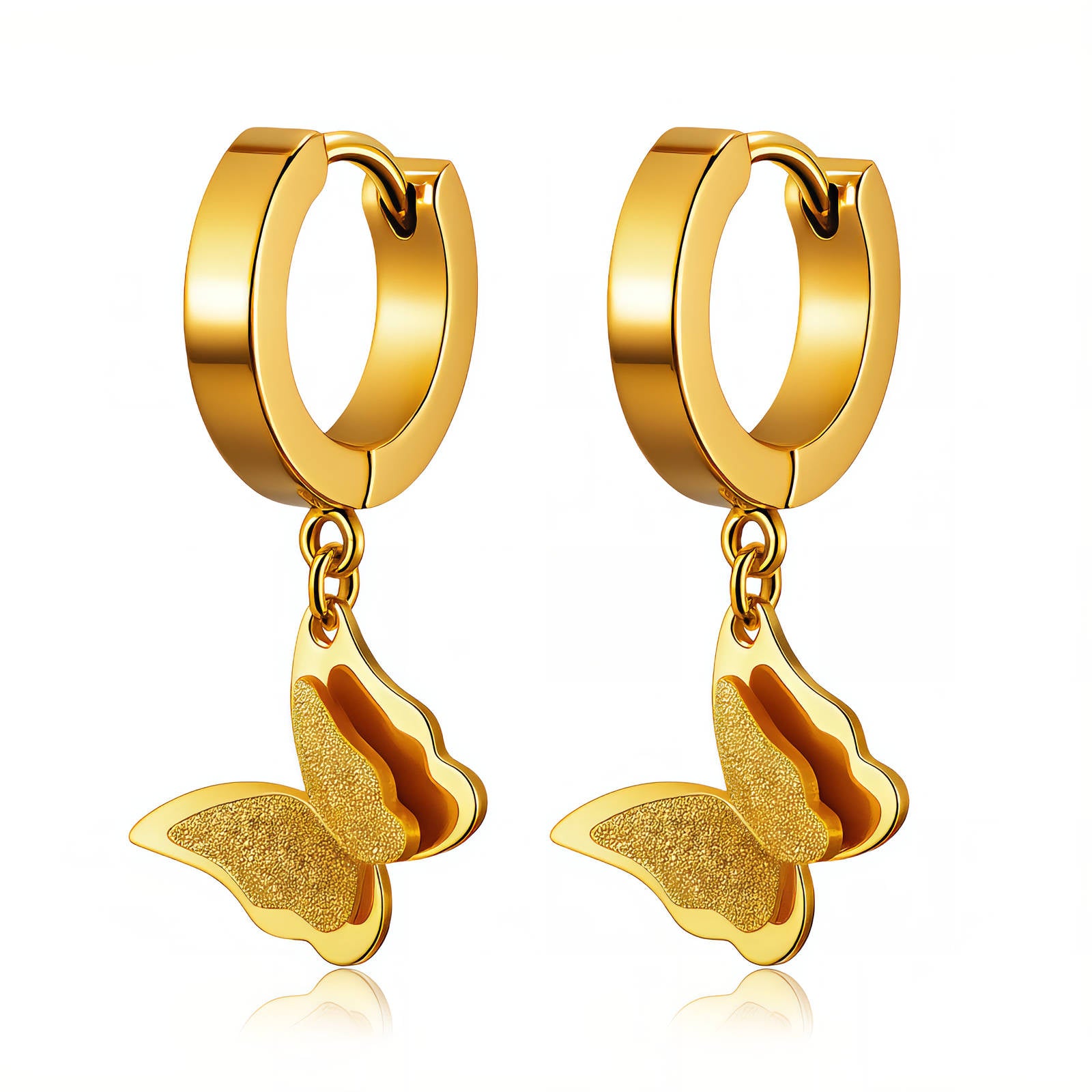 "Butterflies" Earrings, 18K Gold Plated Steel 87959-0
