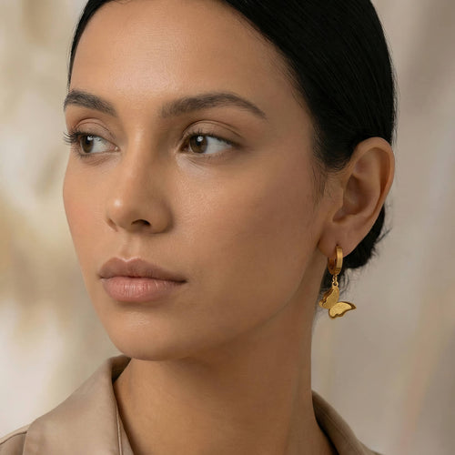 "Butterflies" Earrings, 18K Gold Plated Steel 87959-0