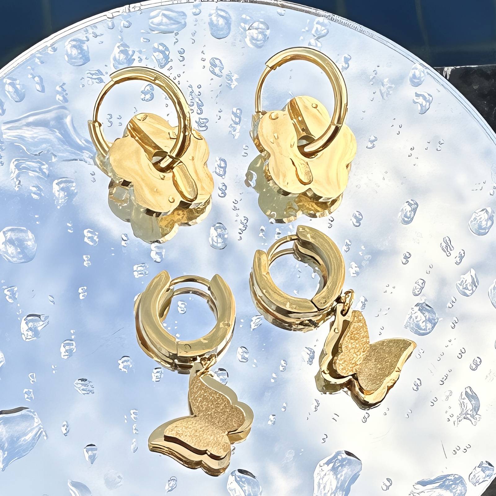 "Butterflies" Earrings, 18K Gold Plated Steel 87959-0