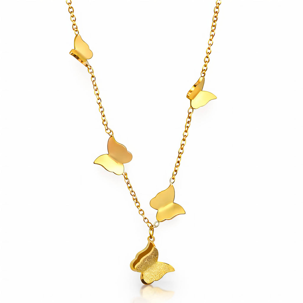 "Butterflies" Necklace, 18K Gold Plated Steel 87946-0