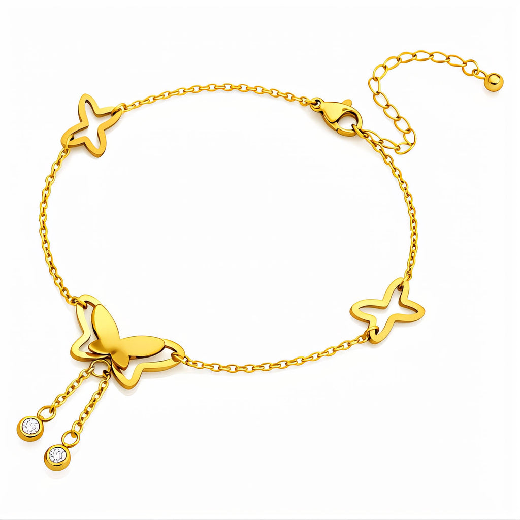 "Butterfly" Anklet, 18K Gold Plated Steel 87993-0