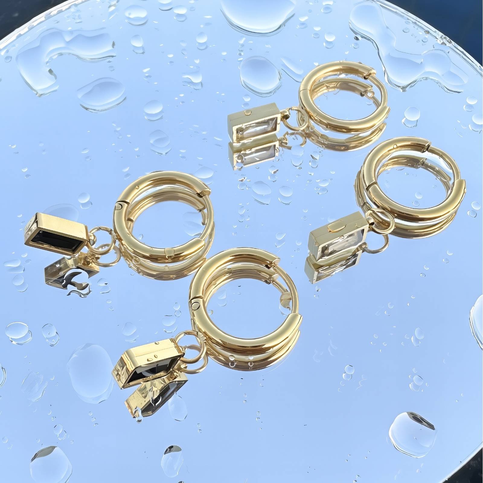 Earrings, 18K Gold Plated Steel 87410-0
