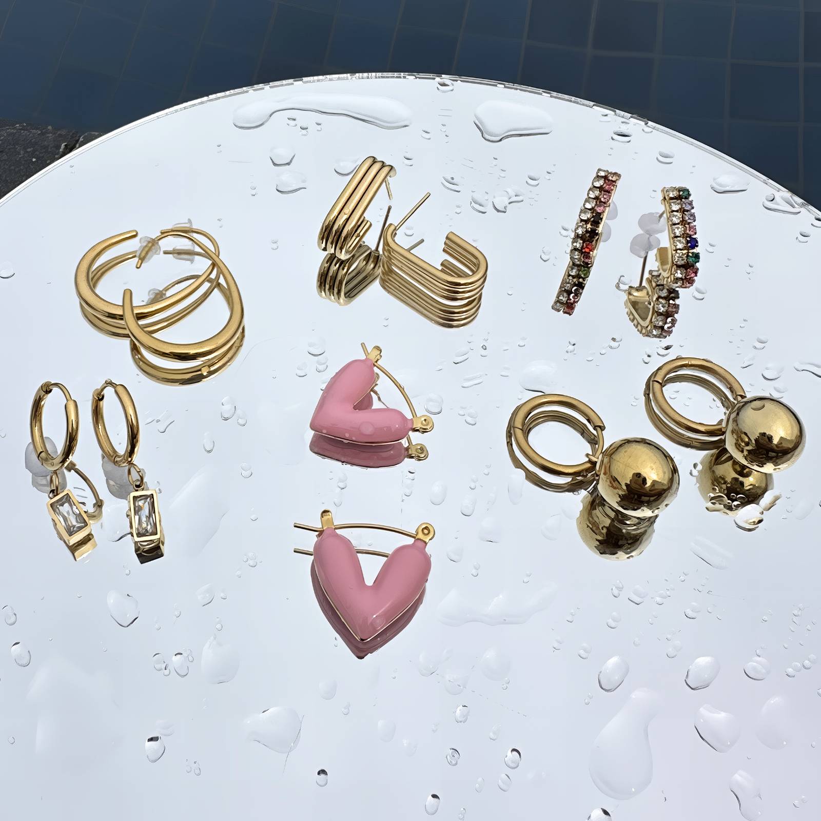 Earrings, 18K Gold Plated Steel 87410-0