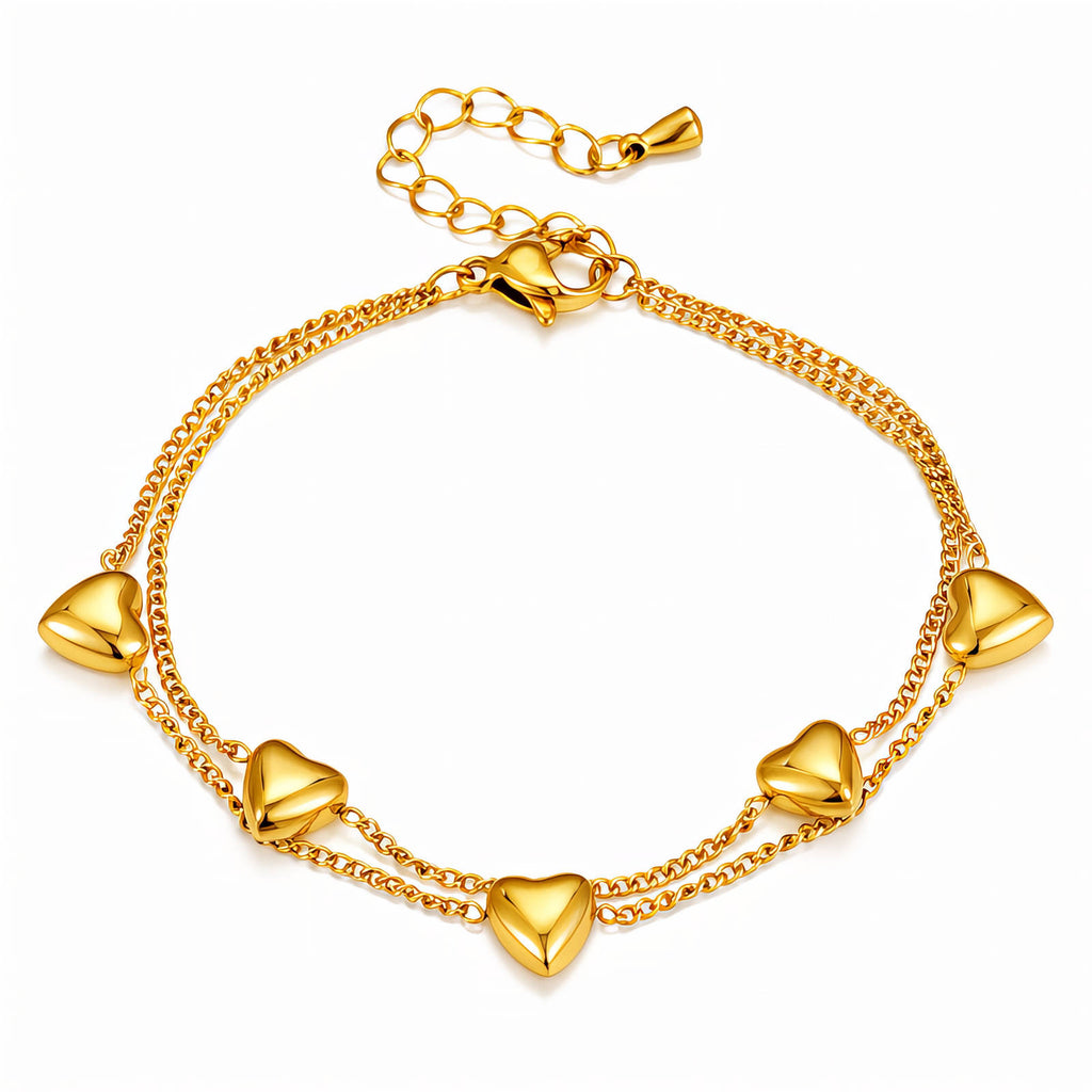"Hearts" Bracelet, 18K Gold Plated Steel 90688-0