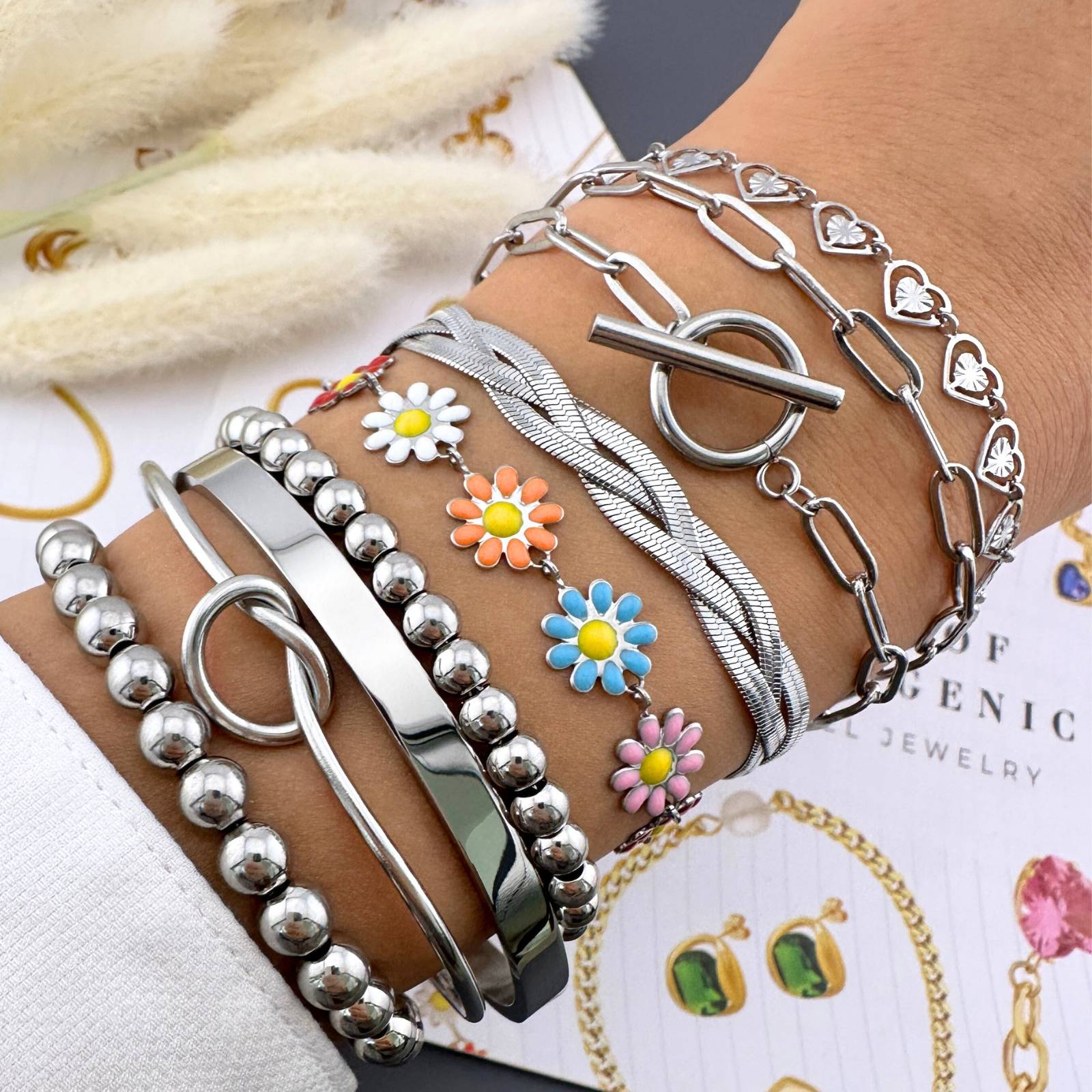"Hearts" Bracelet, Stainless Steel 87775-0