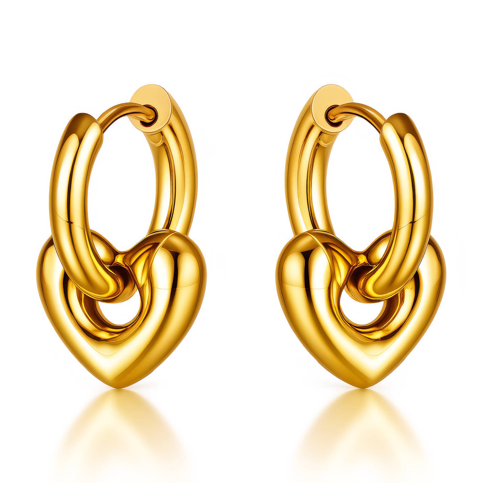 "Hearts" Earrings, 18K Gold Plated Steel 89530-0