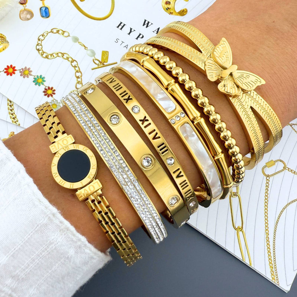Bracelet, 18K Gold Plated Steel 87735-0