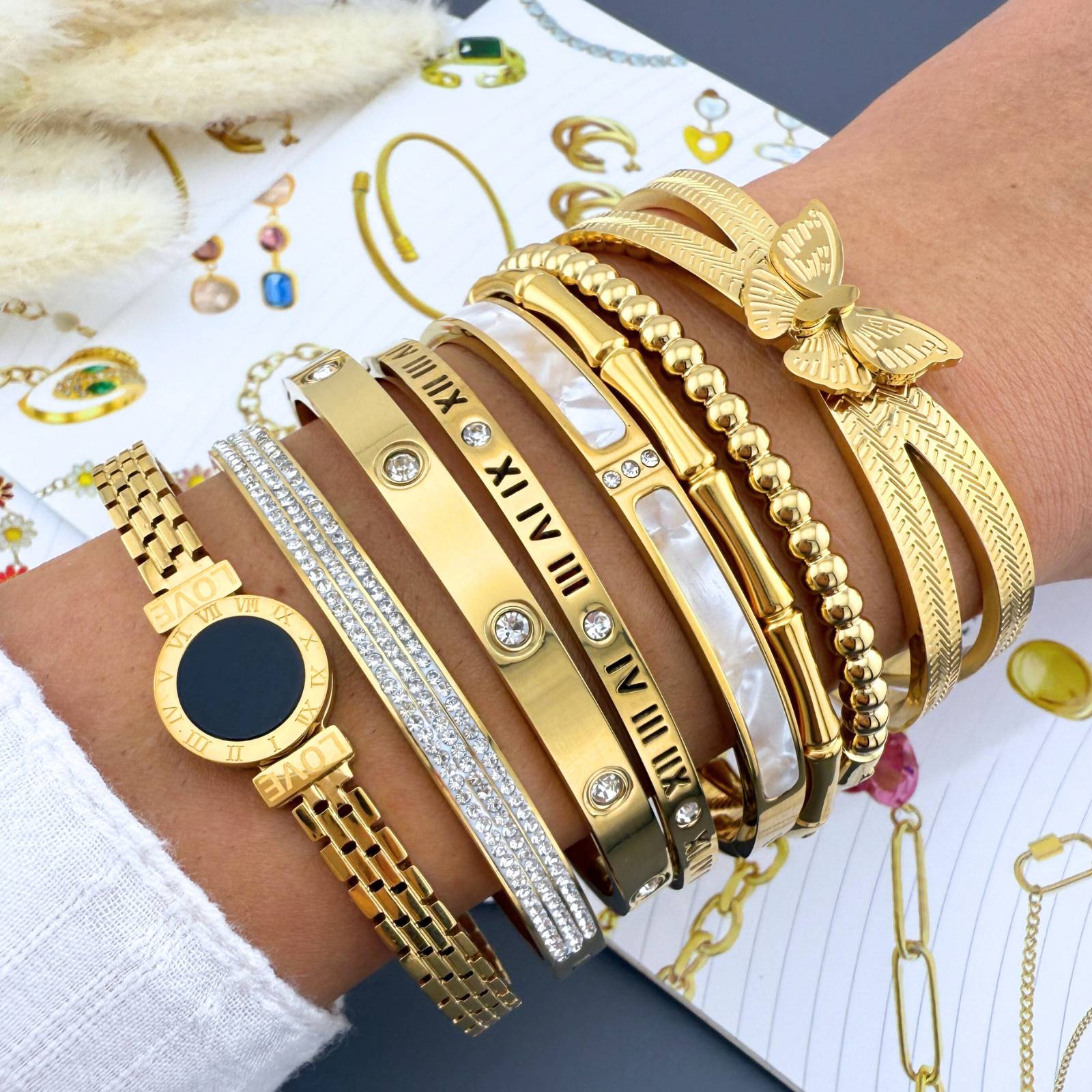 Bracelet, 18K Gold Plated Steel 87758-0