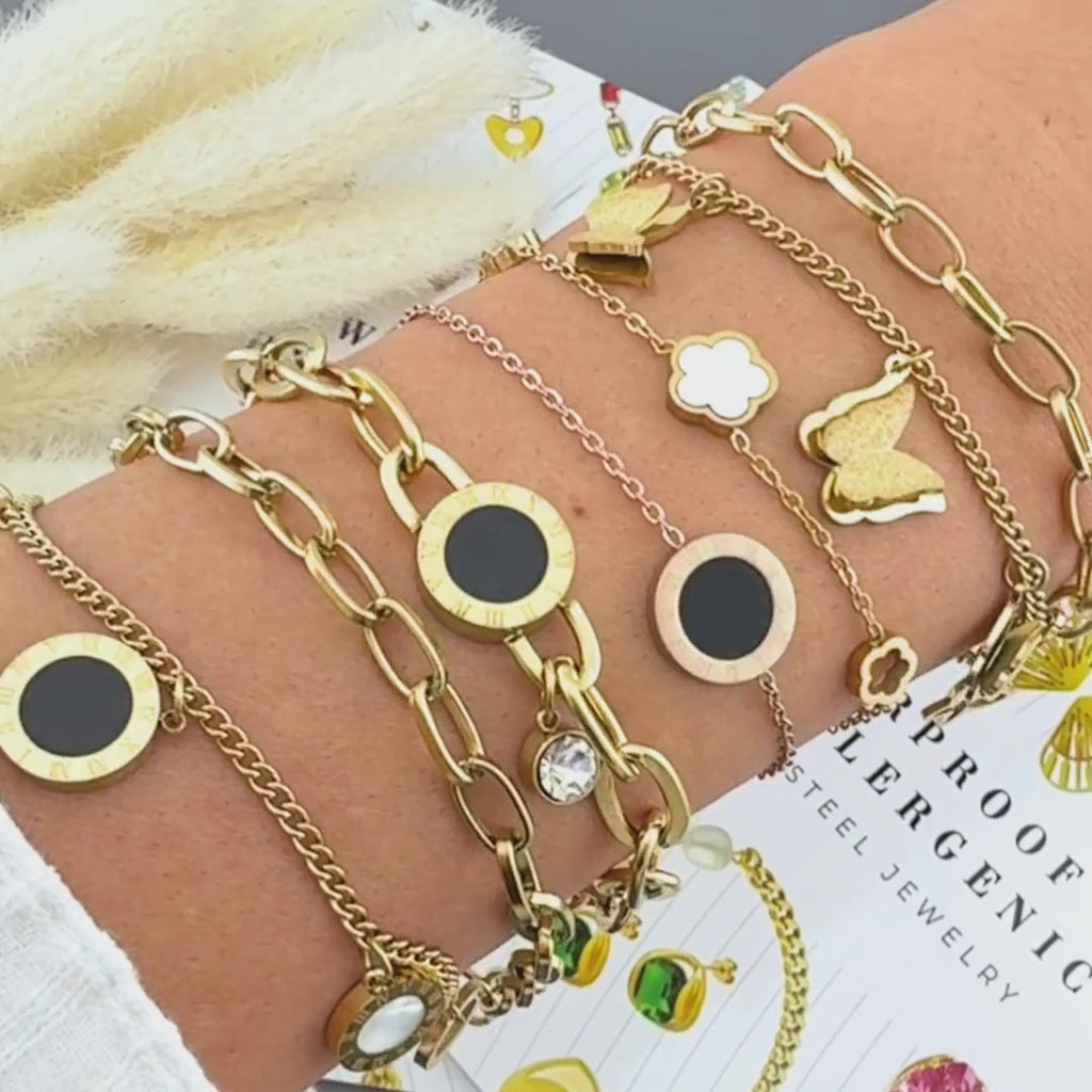 "Butterflies" Bracelet, 18K Gold Plated Steel 87295-0